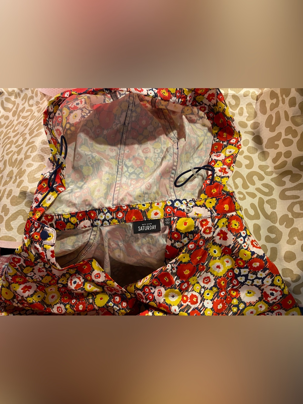 kate spade Saturday Floral Hooded Rain Cape in Red, Yellow & Navy